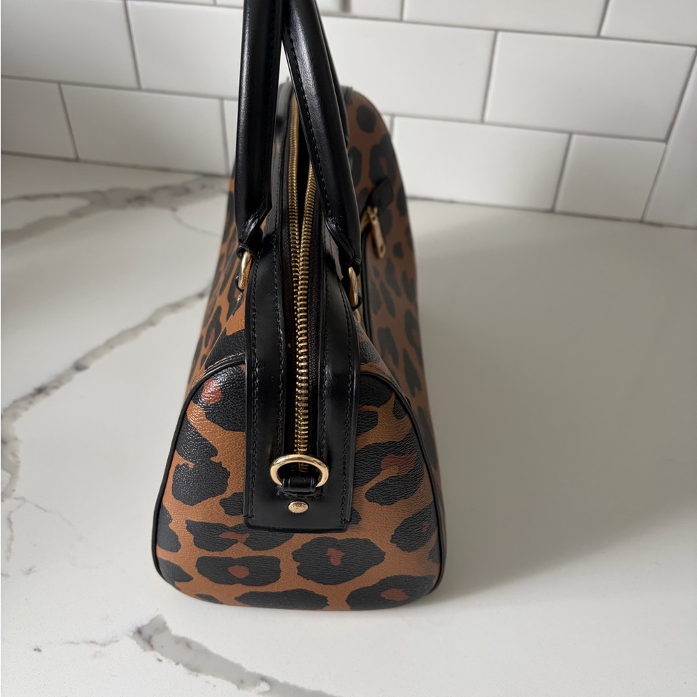 Coach Animal Print Satchel - Tan and Black - Picture 4 of 5